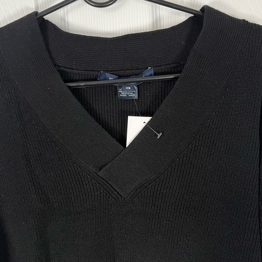 French Connection Black Lace Knit Sweater V-Neck XS - Picture 4 of 9